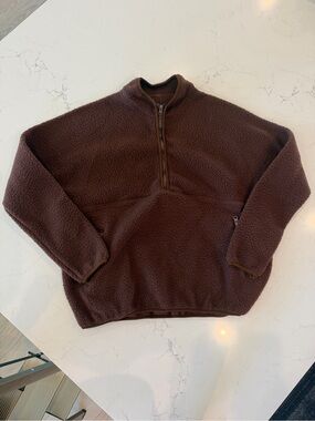 Women’s Brown Half-Zip Sherpa Fleece Pullover ( NEVER BEEN WORN)